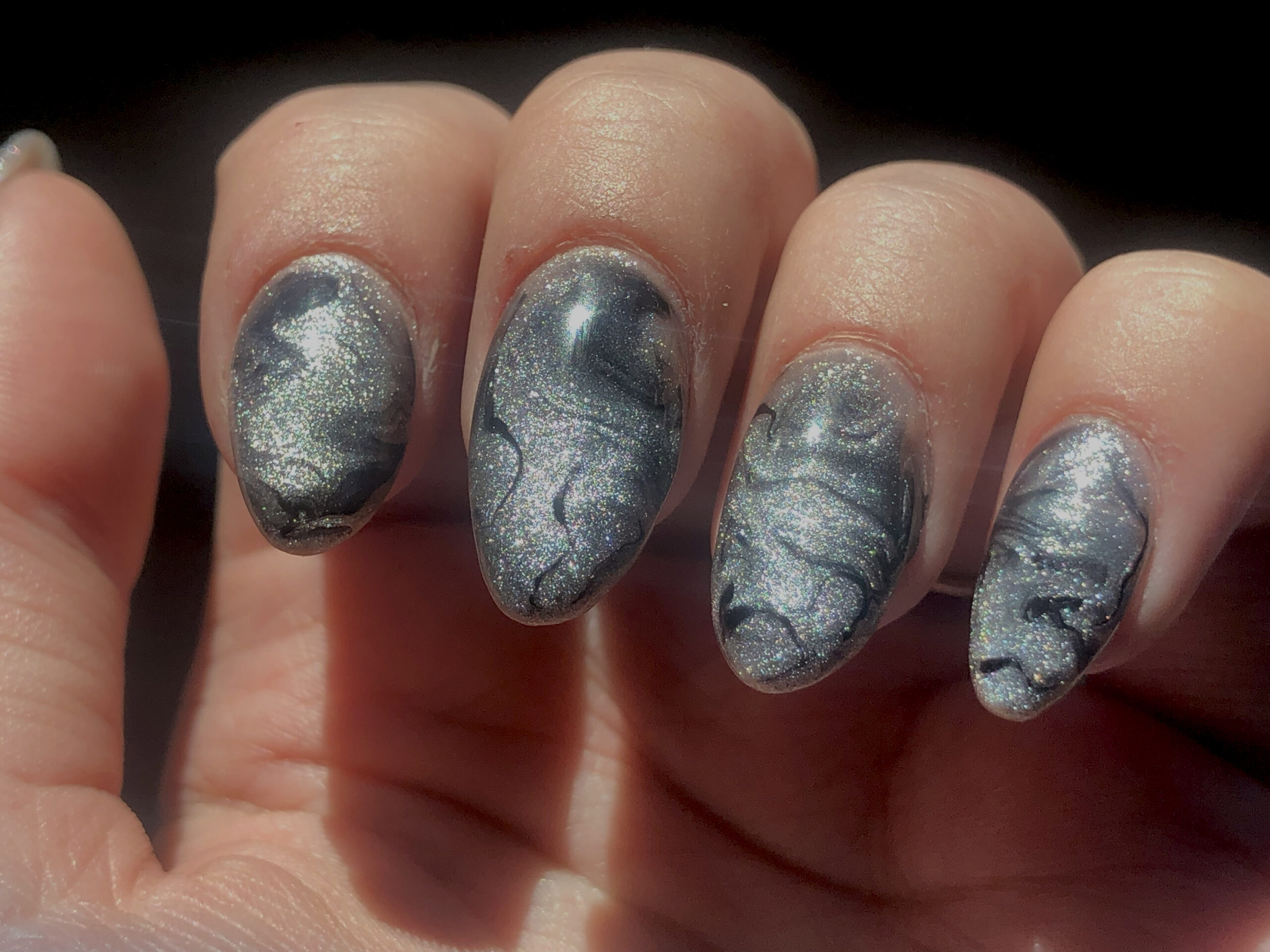 Acrylic almond nails by Sarah a nail artist at D'Licious Nails
